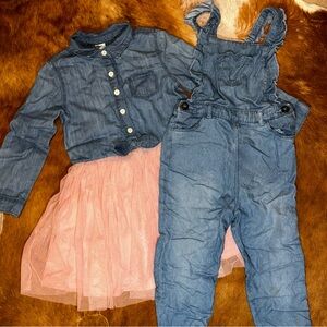 Overalls and jean dress /w tulle - Size 4T